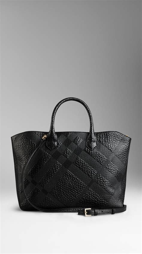 burberry check-embossed leather|Embossed Check Duffle Bag in Black .